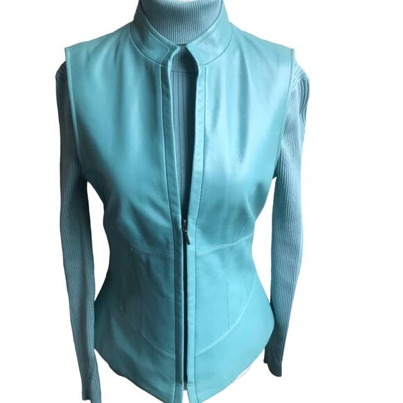 Leather Vest & Silk Turtleneck size 4